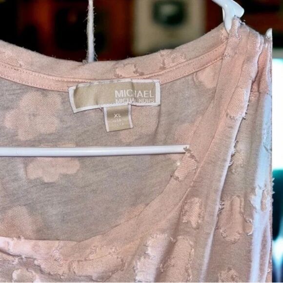 Michael Kors Top Pastel Pink Semi Sheer Textured Floral Cami/Tank Women’s XL EUC - Picture 5 of 16